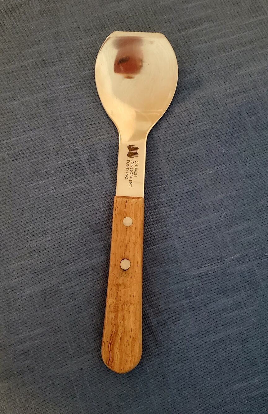 Vintage Stainless Steel Ice Cream Spade Scraper Wooden Handle Advertising